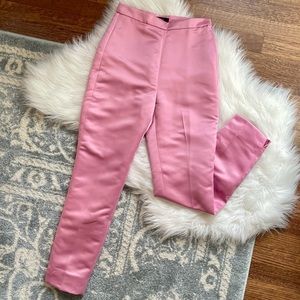 J.Crew High Rise Cigarette Pant in Soft Rose Satin